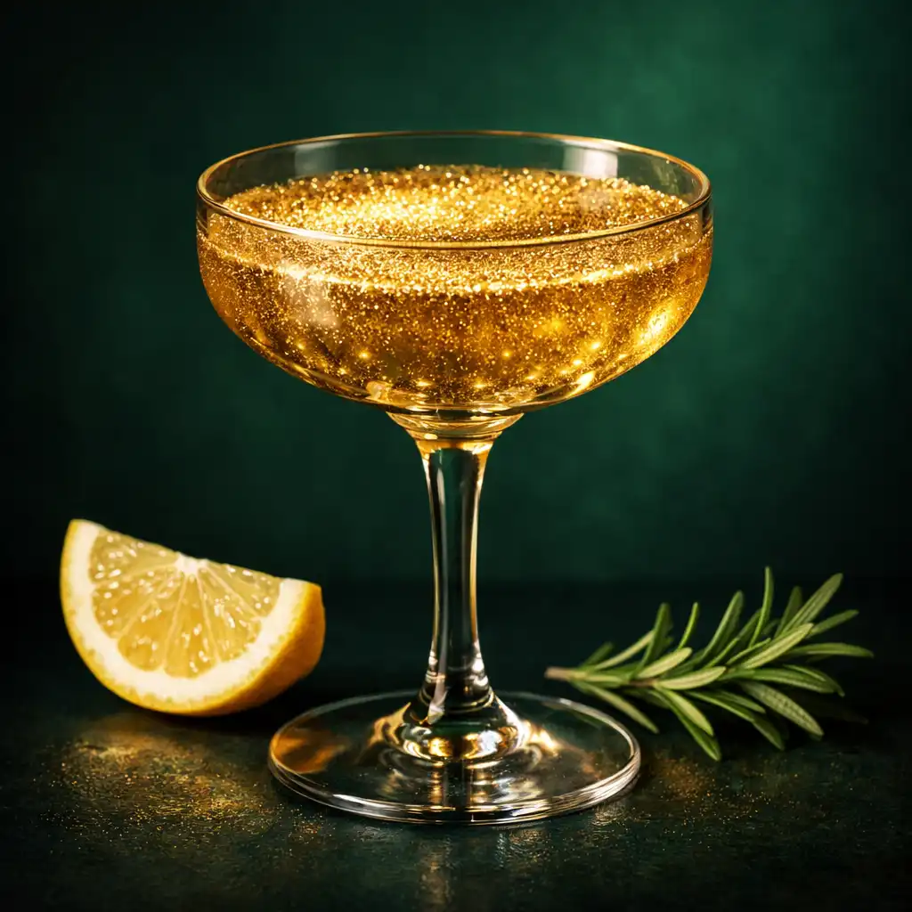 Abyssal Gold koktél aranyporral díszített pohárban