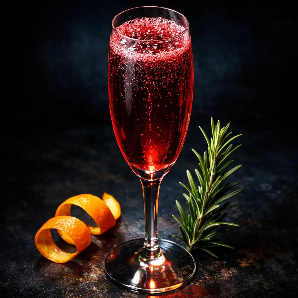 Midnight Spritz koktél narancshéjjal és rozmaringgal díszítve